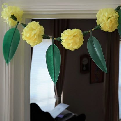 Bohemian home decor with Yellow garland and Green leaves | Door toran - Aangan of India