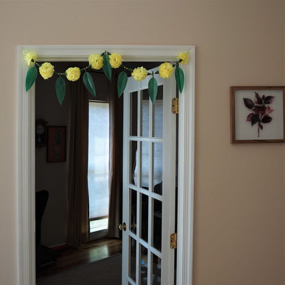 Bohemian home decor with Yellow garland and Green leaves | Door toran - Aangan of India