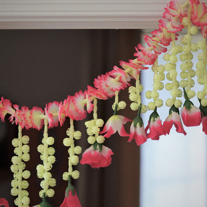 Bohemian Jasmine garland with pink flower home decor | Door toran - Aangan of India