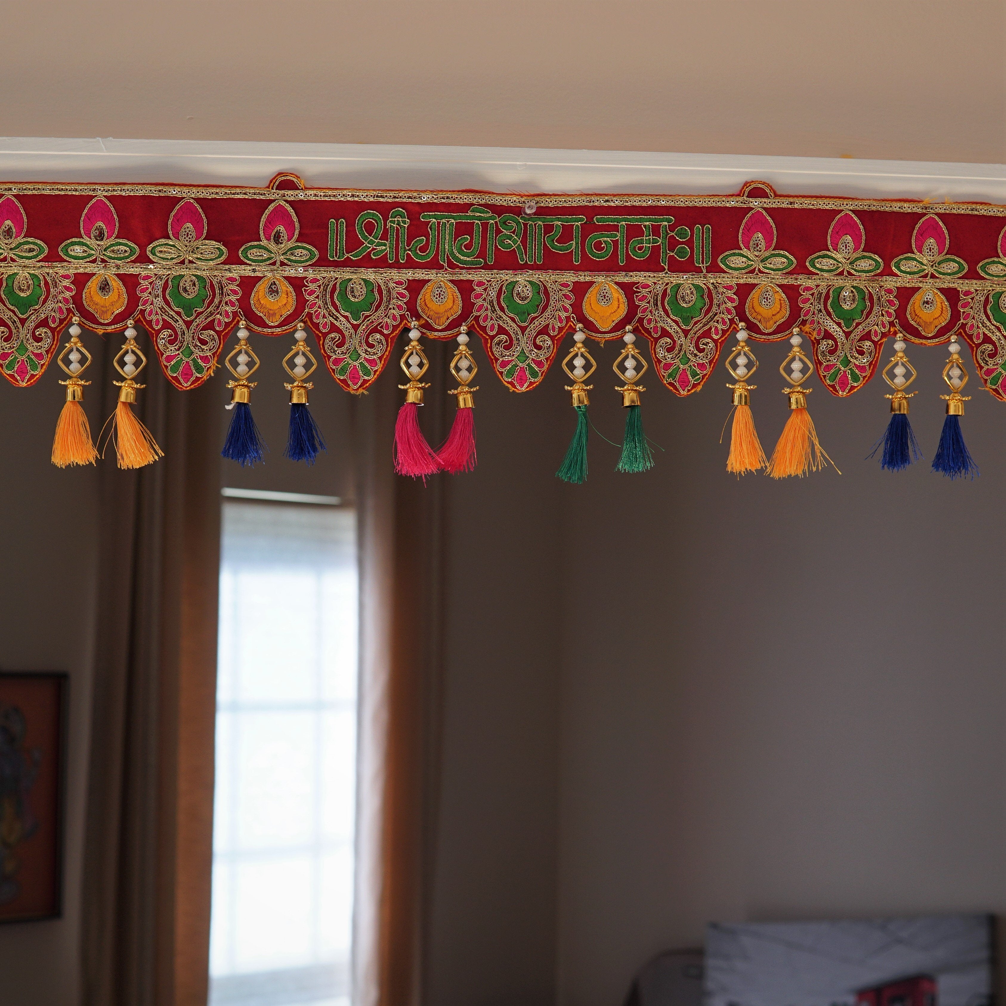 Embrodried bohemian ganesha Auspicious toran for door decoation