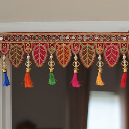 Indian ethnic toran with mirrorwork and silk tassels - Aangan of India
