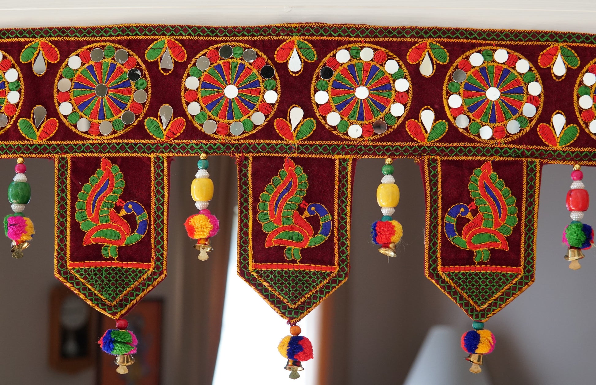 Indian embroidered peacock home decor - Aangan of India