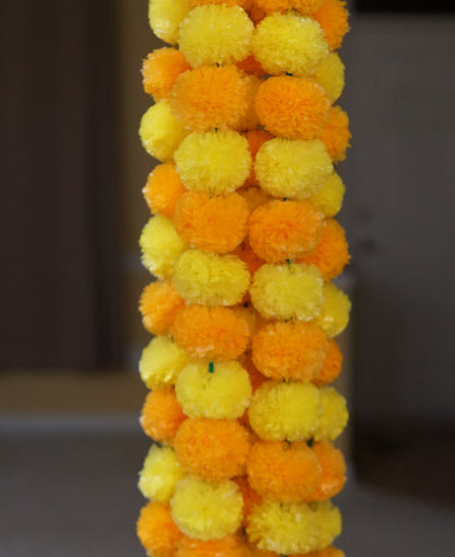 5 PC - 4.5 feet light Orange Yellow Marigold Garland | Party, Wedding or Photo Prop Backdrop