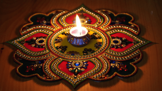 Table top candle decoration with 1 PC clay wax diya - Aangan of India