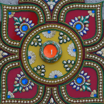 Table top candle decoration with 1 PC clay wax diya - Aangan of India