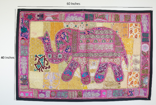Embroidered Elephant big wall art