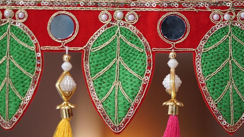 Peal beads gypsy tribal Indian door valance - Aangan of India